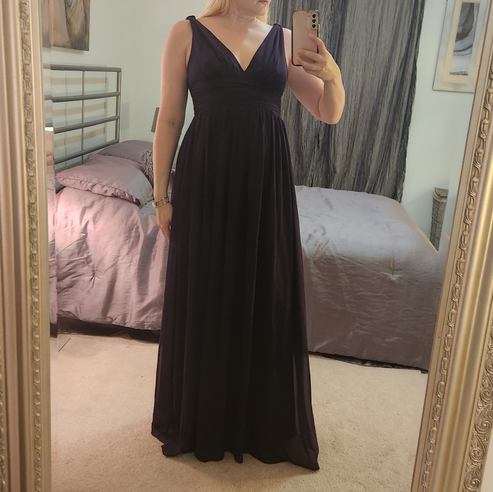 Deep Purple Ever Pretty Sleeveless Layered Chiffon Maxi Dress - Picture 2 of 5